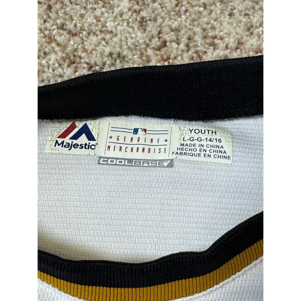 Pittsburgh Pirates Majestic Cool Base Youth L Baseball Jersey White Black MLB